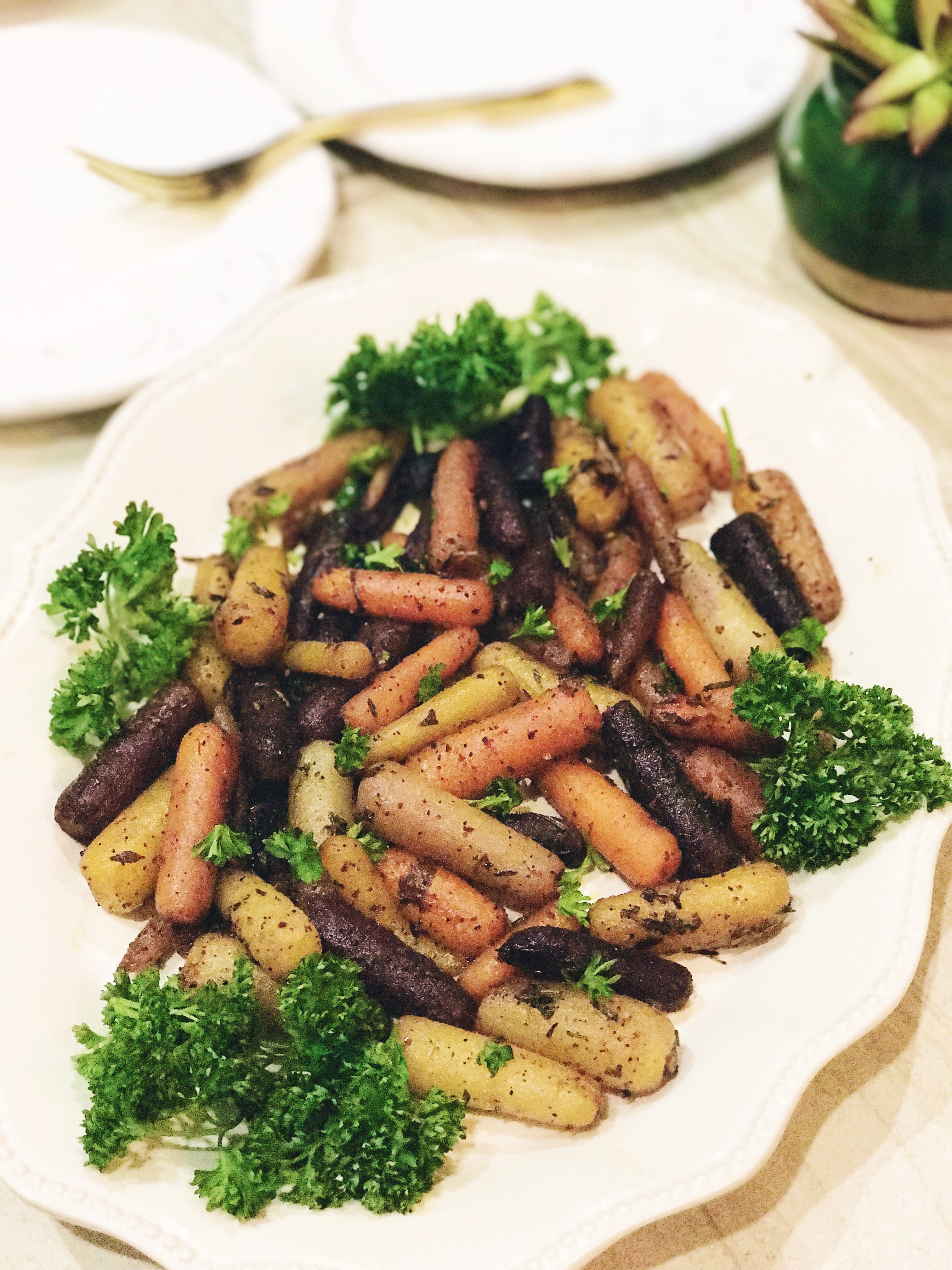 Coffee & Garlic BBQ Roasted Rainbow Carrots