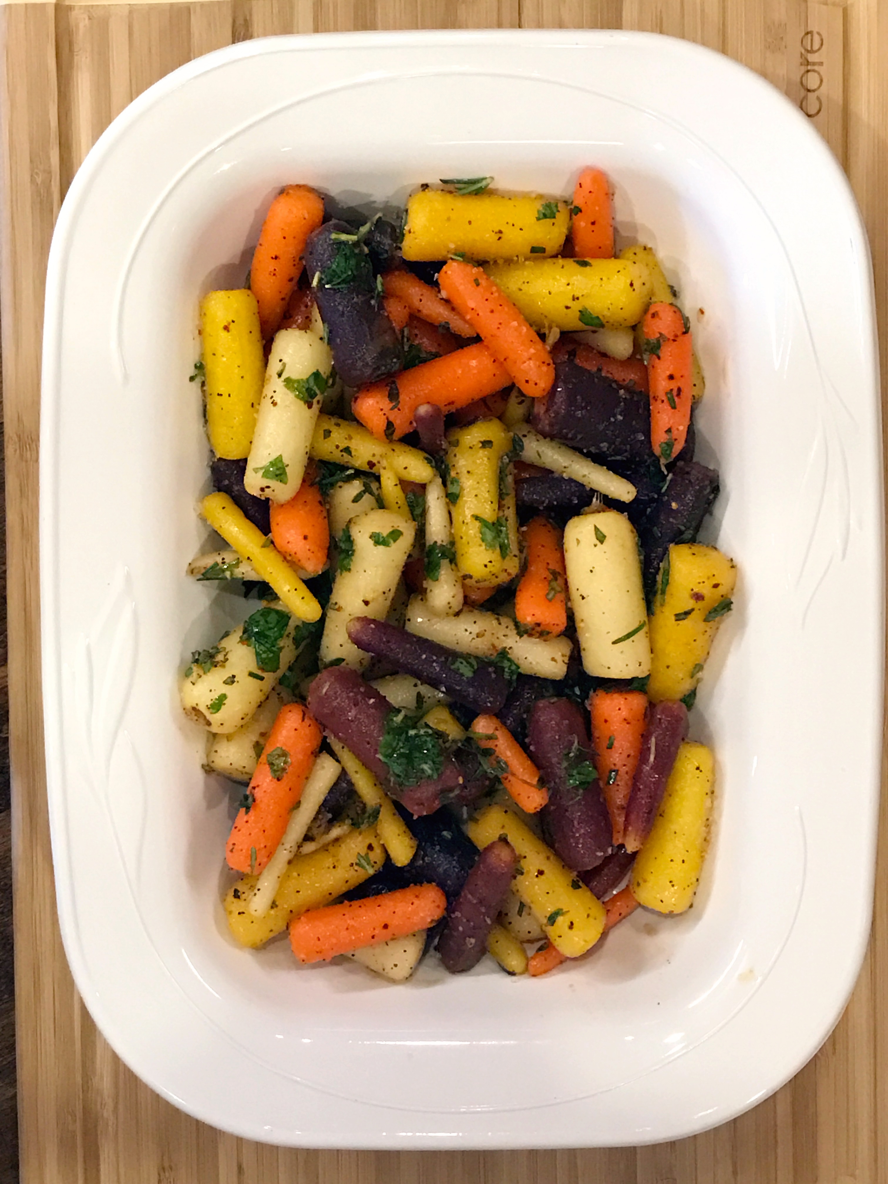 prepared roasted rainbow carrots