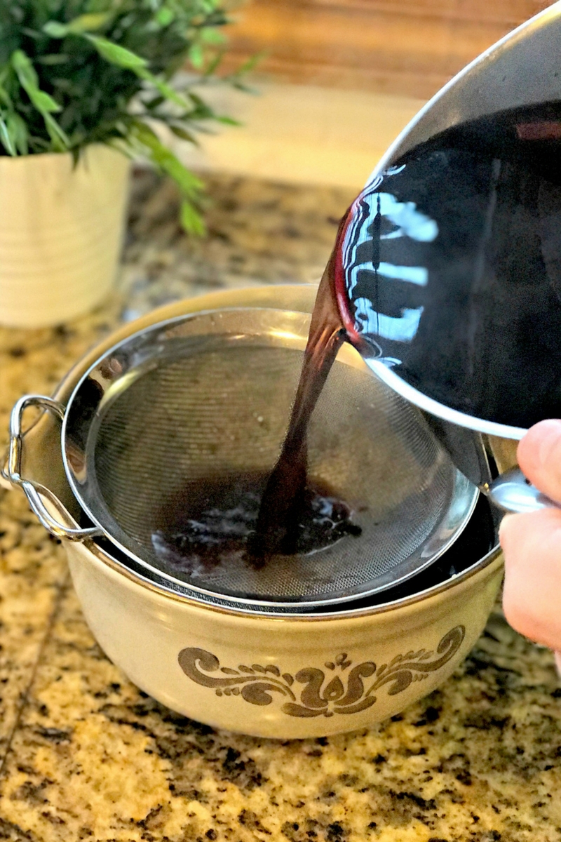 straining the liquid before making the syrup