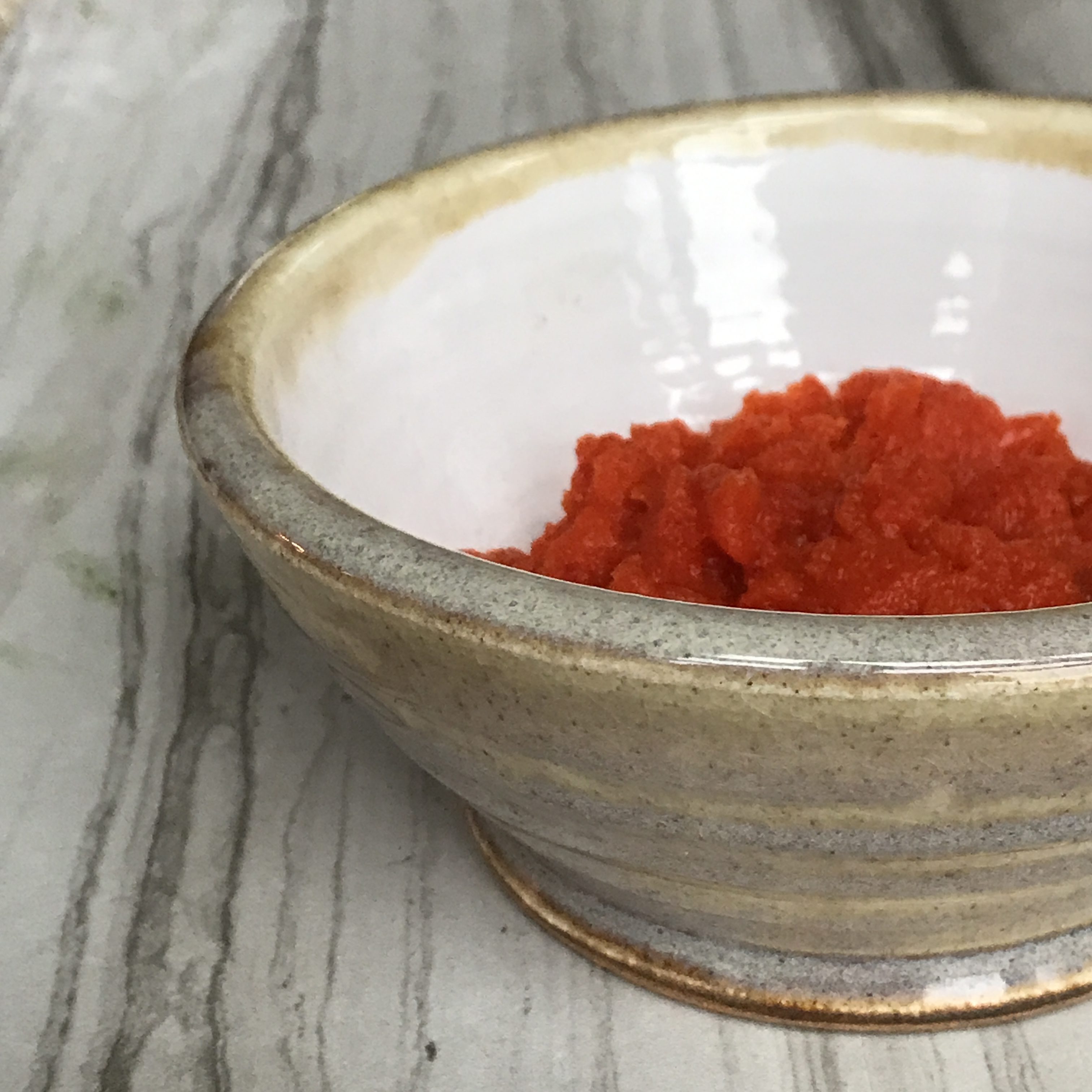 bowl of homemade turkish red pepper paste or ajvar