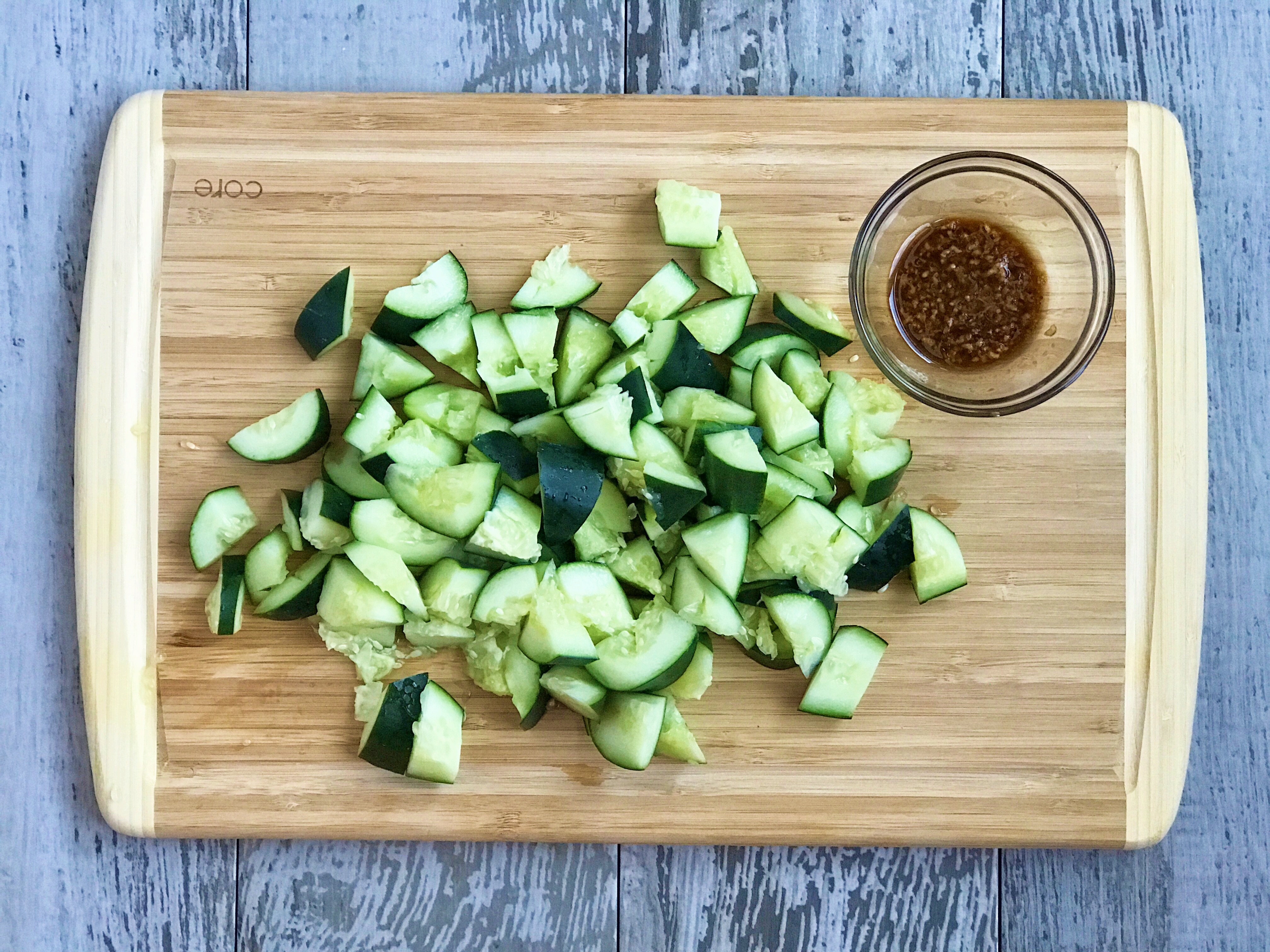  preparing cucumbers for cucumber salad