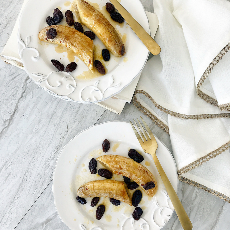 rum baked bananas with rum raisins