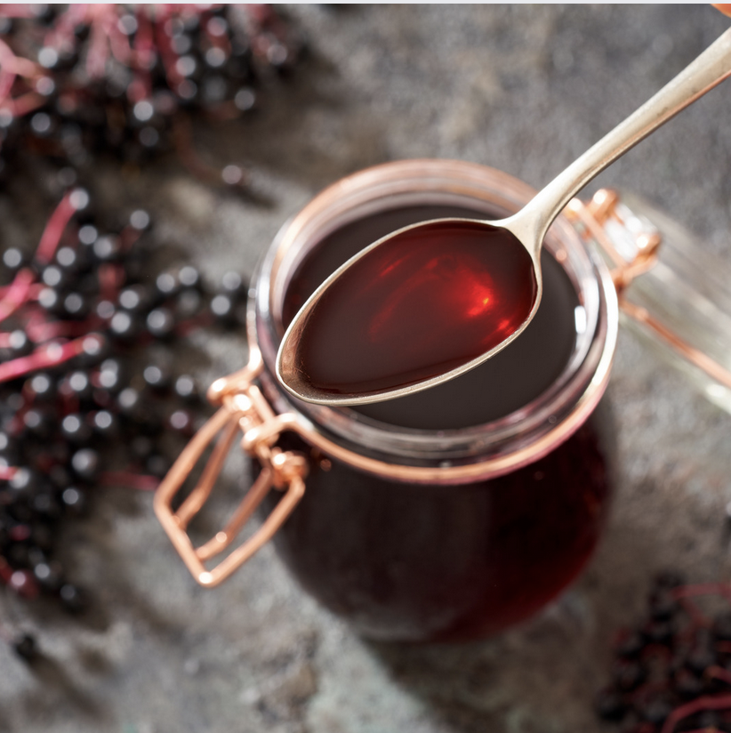 jars of organic elderberry syrup